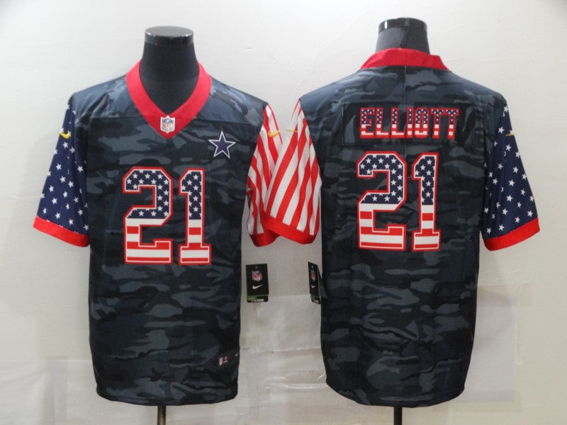 Men’s Dallas Cowboys Ezekiel Elliott #21 Gray Camouflage Jersey