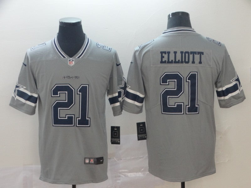 Men’s Dallas Cowboys Ezekiel Elliott #21 Gray Inverted Legend Jersey