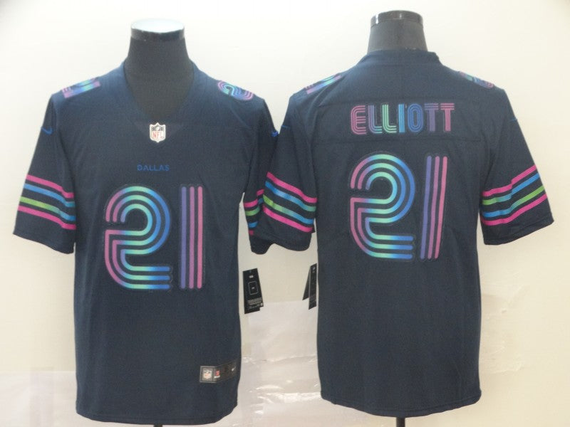 Men’s Dallas Cowboys Ezekiel Elliott #21 Navy City Edition Jersey