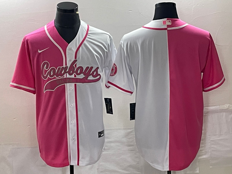 Men’s Dallas Cowboys Pink/White Blank Jersey