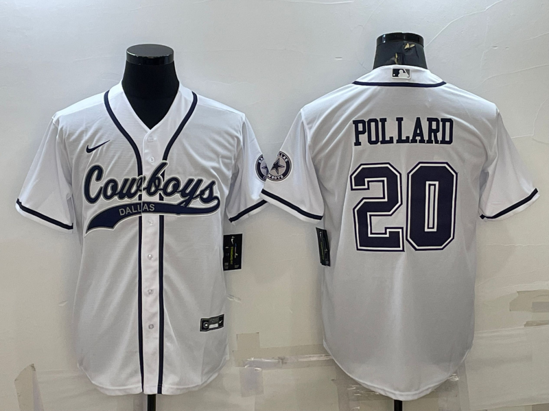 Men’s Dallas Cowboys Tony Pollard #20 White Jersey Joint Edition