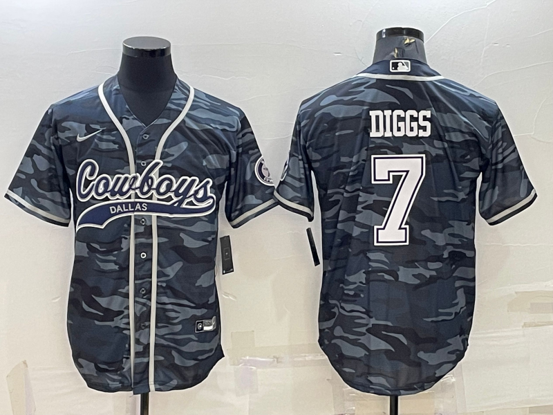 Men’s Dallas Cowboys Trevon Diggs #7 Grey Camouflage Jersey Joint Edition