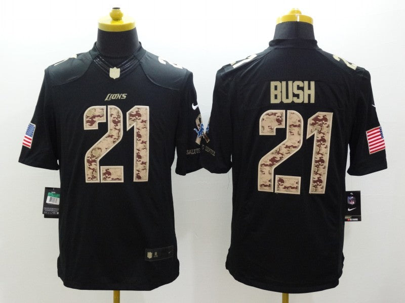 Men’s Detroit Lions Reggie Bush #21 Black Jersey