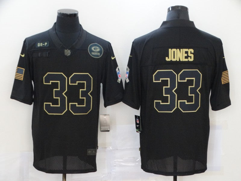 Men’s Green Bay Packers Aaron Jones #33 Black Jersey