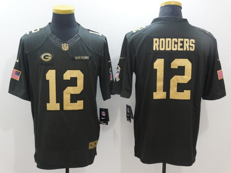 Men’s Green Bay Packers Aaron Rodgers #12 Black Authentic Jersey