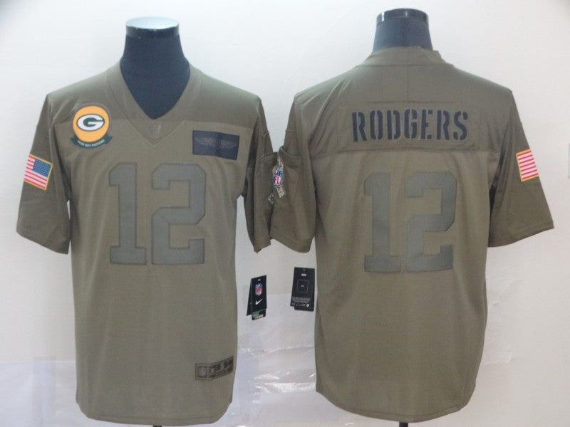 Men’s Green Bay Packers Aaron Rodgers #12 Brown Jersey