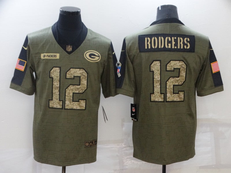 Men’s Green Bay Packers Aaron Rodgers #12 Brown Jersey