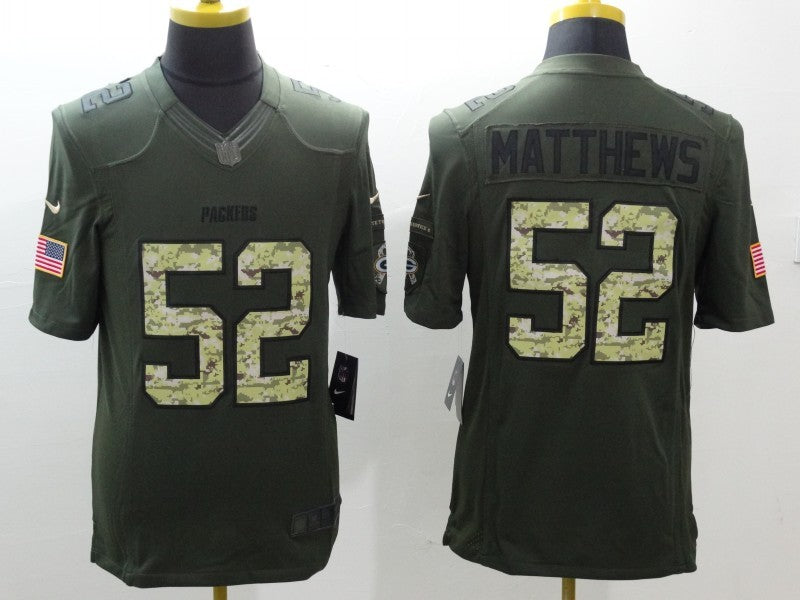 Men’s Green Bay Packers Clay Matthews #52 Army Green Jersey