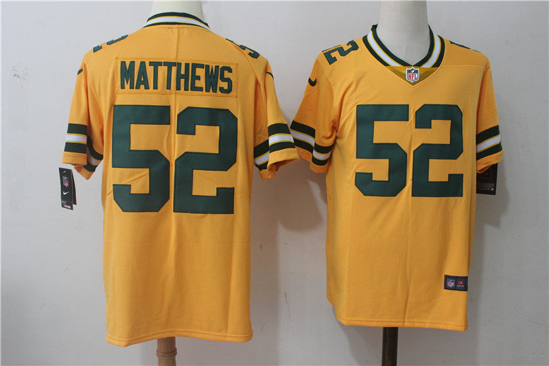 Men’s Green Bay Packers Clay Matthews #52 Yellow Inverted Legend Jersey