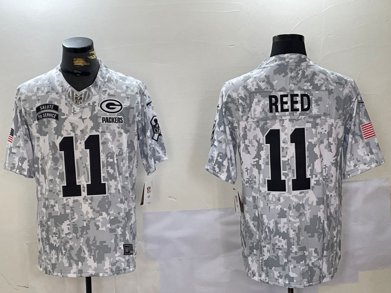 Men’s Green Bay Packers Jayden Reed #11 Arctic Camo 2024 Salute to Service Limited Jersey