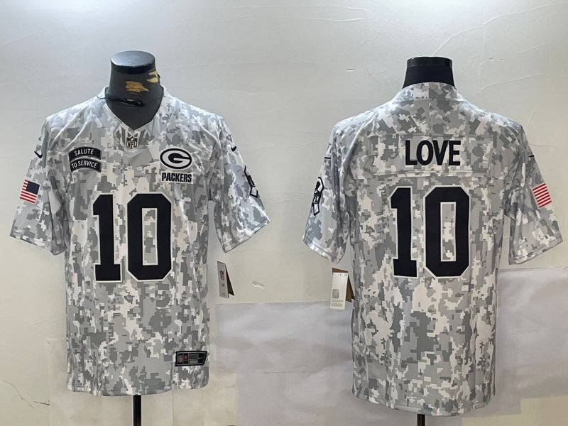 Men’s Green Bay Packers Jordan Love #10 Arctic Camo 2024 Salute to Service Limited Jersey