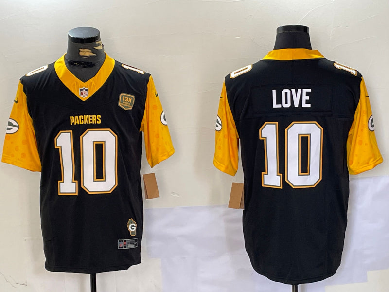 Men’s Green Bay Packers Jordan Love #10 Black Jersey