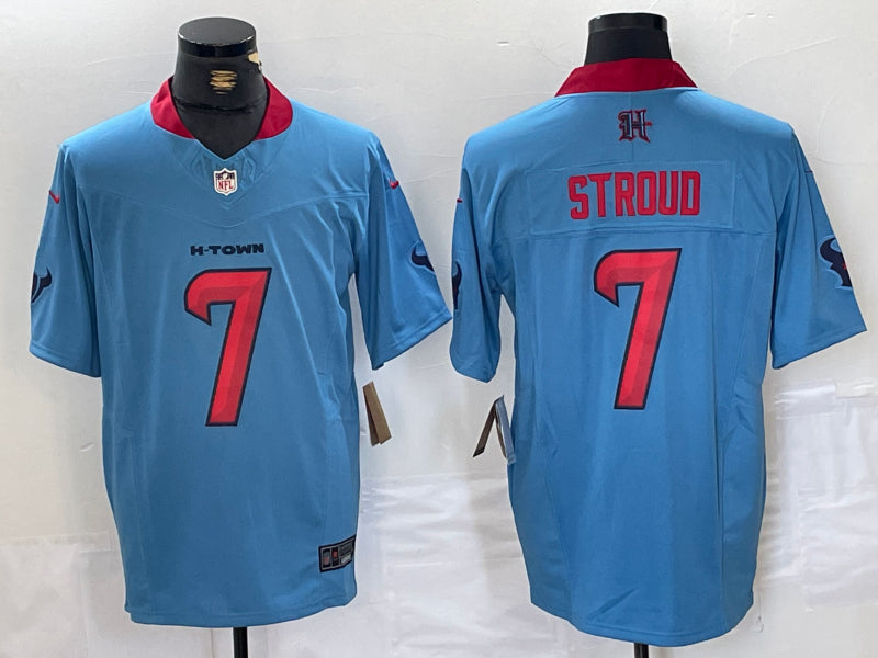 Men’s Houston Texans C.J. Stroud #7 Light Blue Jersey