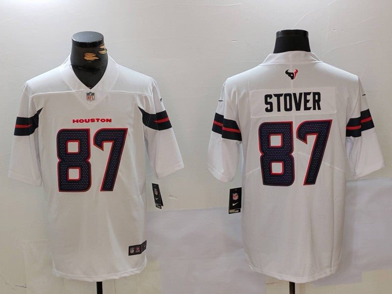 Men’s Houston Texans Cade Stover #87 White Jersey