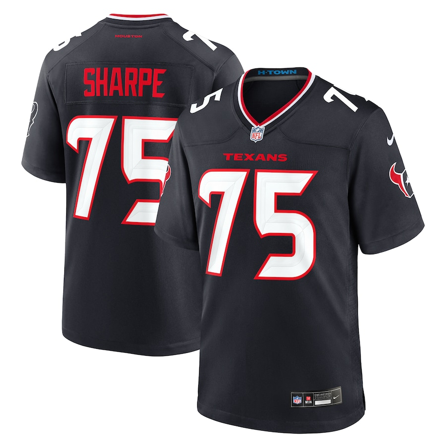 Men’s Houston Texans David Sharpe #75 Navy Team Jersey