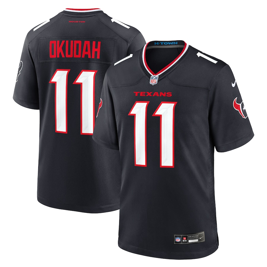 Men’s Houston Texans Jeff Okudah #11 Navy Team Jersey