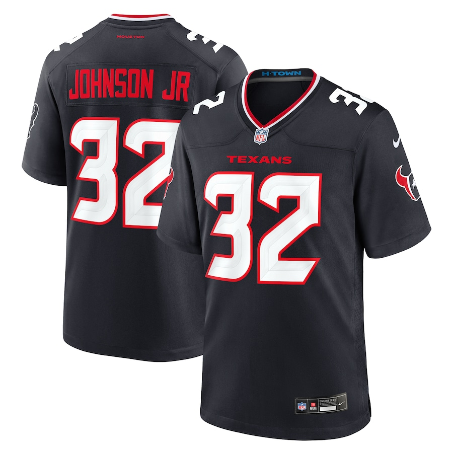 Men’s Houston Texans Lonnie Johnson Jr. #32 Navy Team Jersey