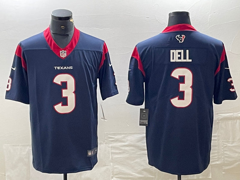 Men’s Houston Texans Tank Dell #3 Navy Jersey