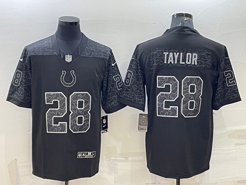 Men’s Indianapolis Colts Jonathan Taylor #28 Black RFLCTV Limited Jersey