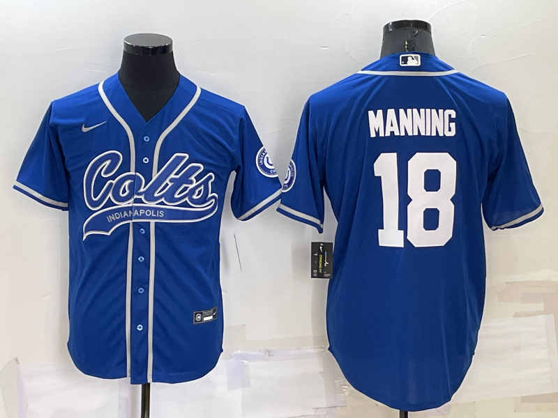 Men’s Indianapolis Colts Peyton Manning #18 Royal Jersey Joint Edition