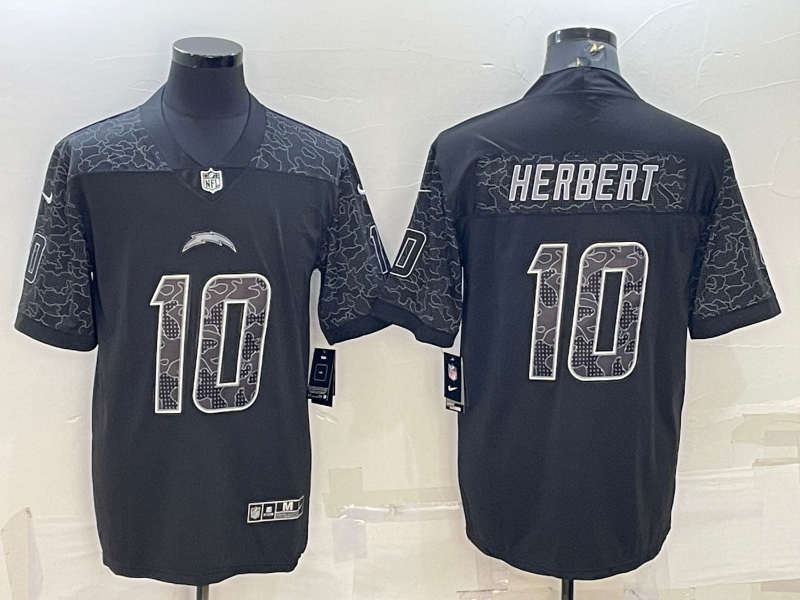 Men’s Los Angeles Chargers Justin Herbert #10 Black RFLCTV Limited Jersey