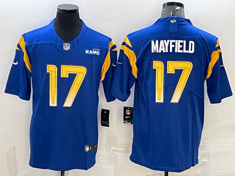 Men’s Los Angeles Rams Baker Mayfield #17 Blue Jersey