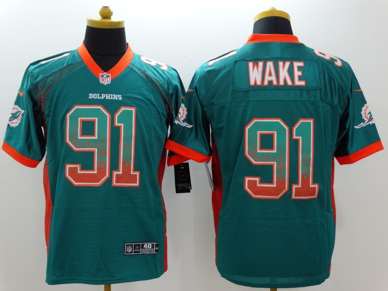 Men’s Miami Dolphins Cameron Wake #91 Green Jersey