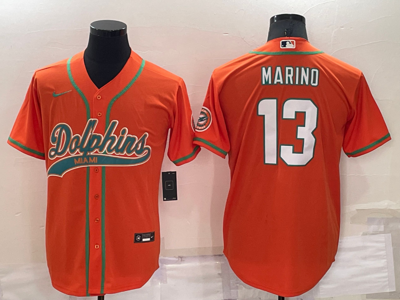 Men’s Miami Dolphins Dan Marino #13 Orange Jersey Joint Edition