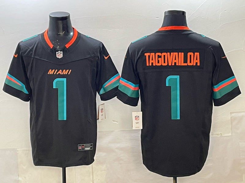 Men’s Miami Dolphins Tua Tagovailoa #1 Pitch Blue 2025 Rivalries Collection Limited Jersey