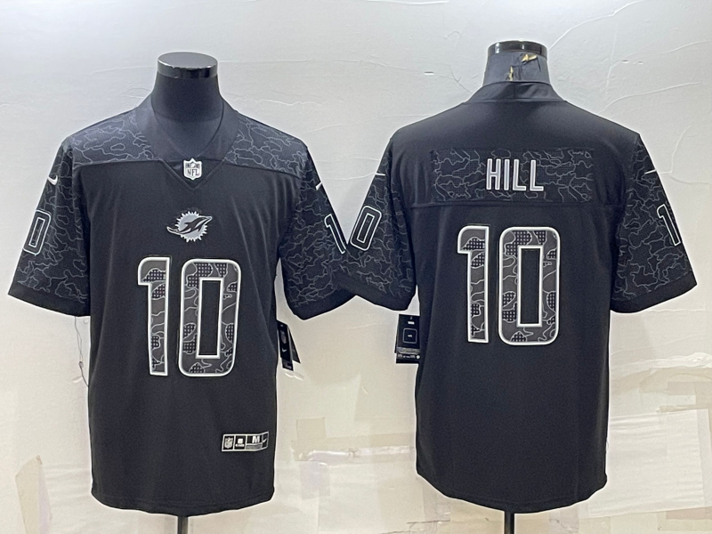 Men’s Miami Dolphins Tyreek Hill #10 Black RFLCTV Limited Jersey