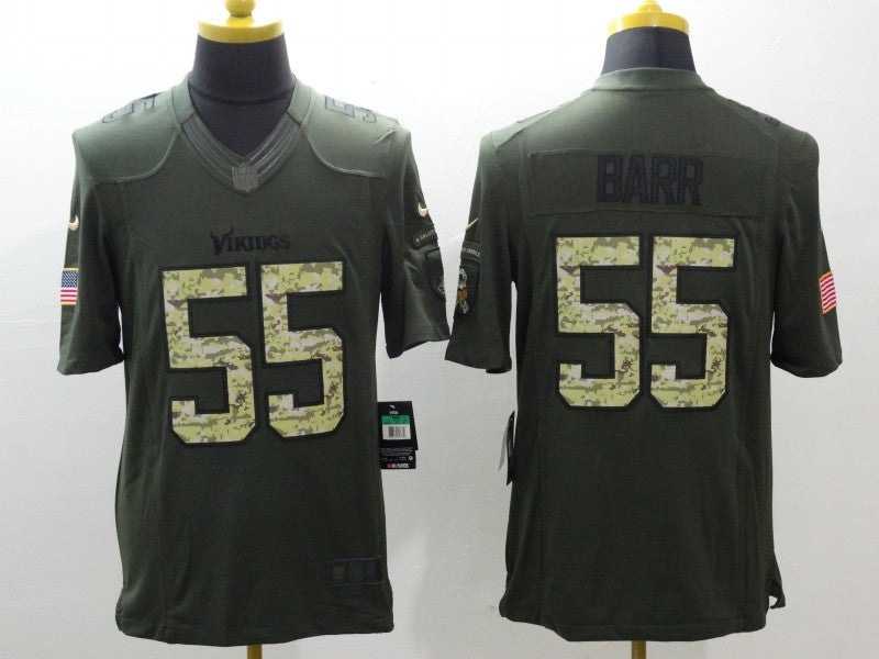 Men’s Minnesota Vikings Anthony Barr #55 Army Green Jersey