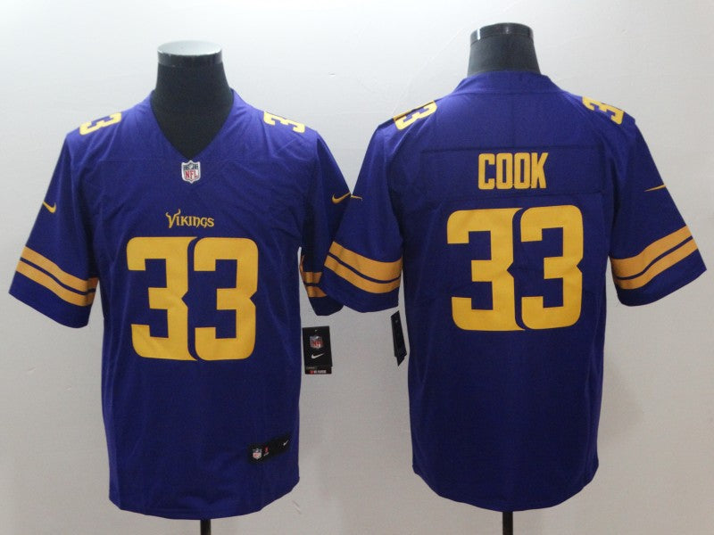 Men’s Minnesota Vikings Dalvin Cook #33 Jersey Purple Yellow