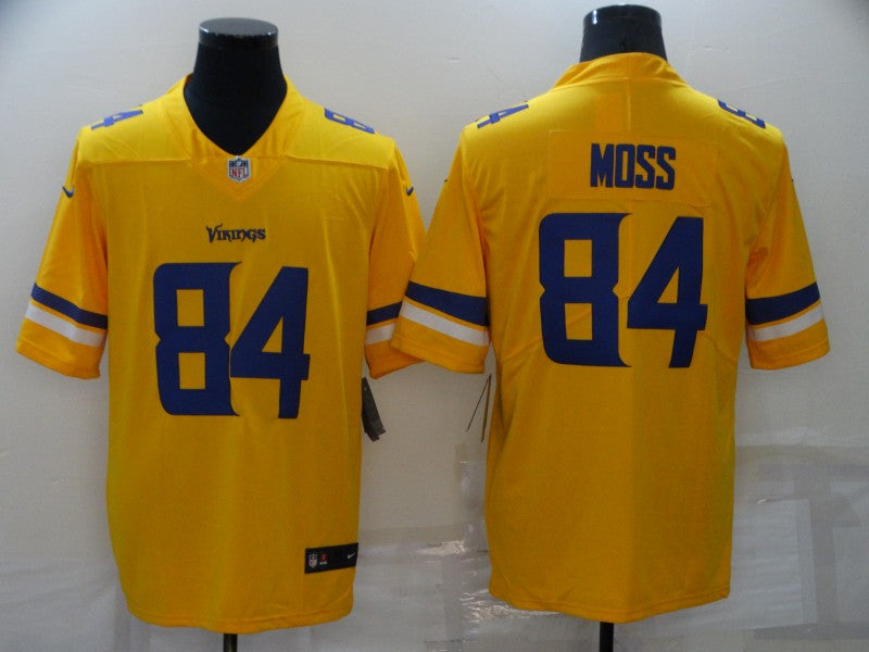 Men’s Minnesota Vikings Randy Moss #84 Gold Team Inverted Jersey