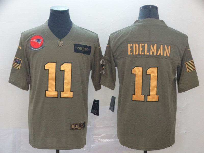 Men’s New England Patriots Julian Edelman #11 Brown Jersey