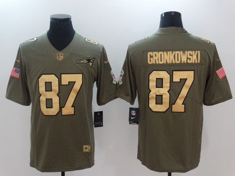 Men’s New England Patriots Rob Gronkowski #87 Brown Jersey
