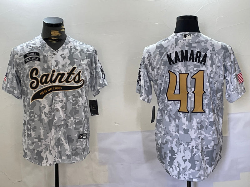 Men’s New Orleans Saints Alvin Kamara #41 Arctic Camo 2024 Salute to Service Jersey
