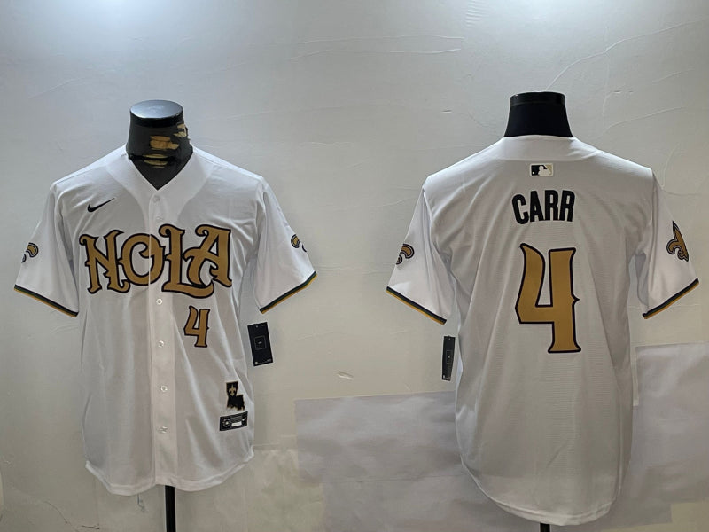 Men’s New Orleans Saints Derek Carr #4 White Jersey