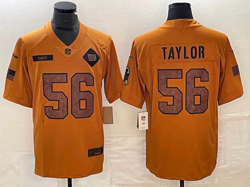 Men’s New York Giants Lawrence Taylor #56 Brown 2023 Salute To Service Retired Limited Jersey