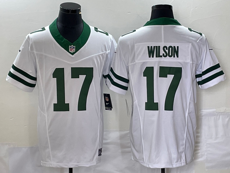 Men’s New York Jets Garrett Wilson #17 White Legacy Vapor F.U.S.E. Limited Jersey