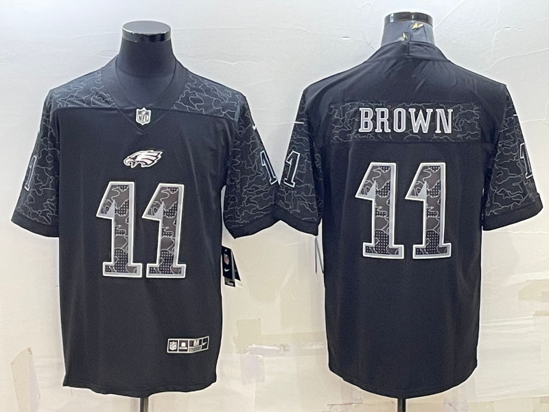 Men’s Philadelphia Eagles A.J. Brown #11 Black RFLCTV Limited Jersey