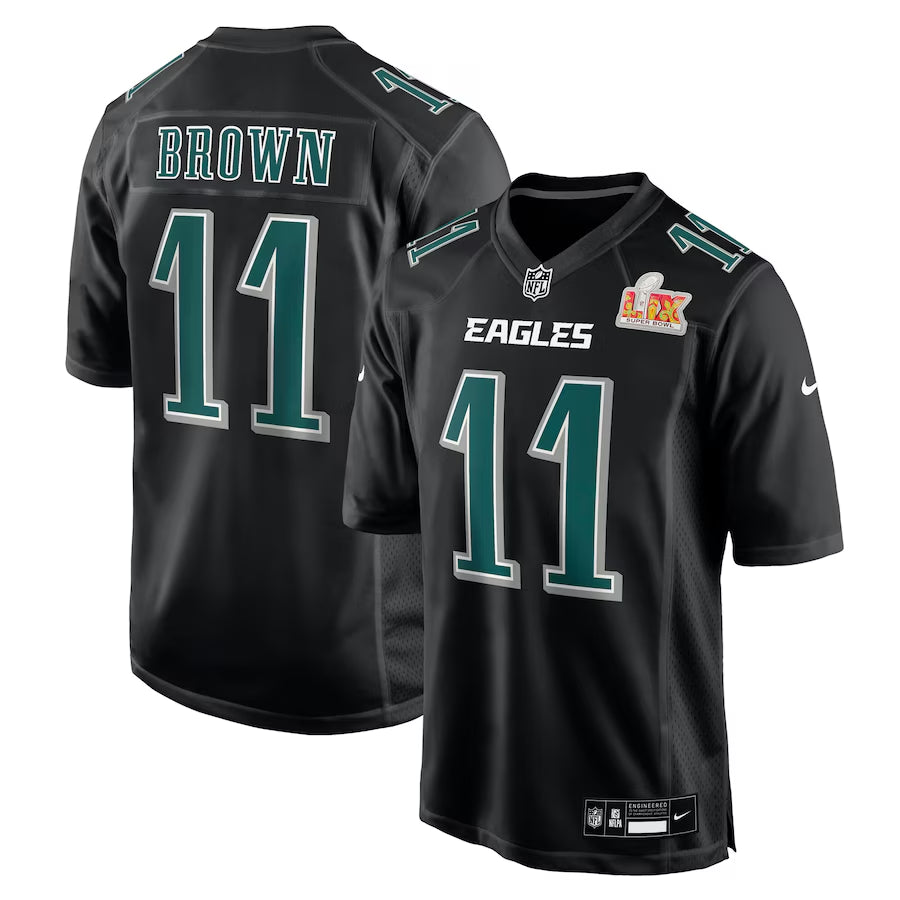Men’s Philadelphia Eagles A.J. Brown #11 Carbon Black Super Bowl LIX Jersey
