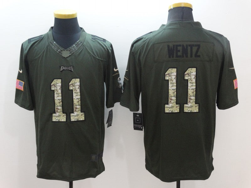 Men’s Philadelphia Eagles Carson Wentz #11 Army Green Jersey