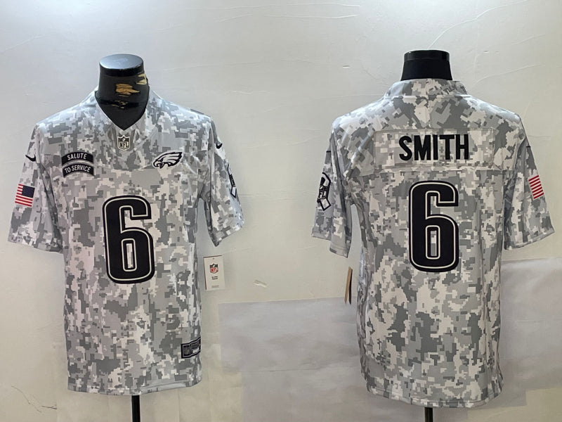 Men’s Philadelphia Eagles DeVonta Smith #6 Arctic Camo 2024 Salute to Service Limited Jersey