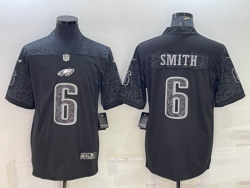 Men’s Philadelphia Eagles DeVonta Smith #6 Black RFLCTV Limited Jersey