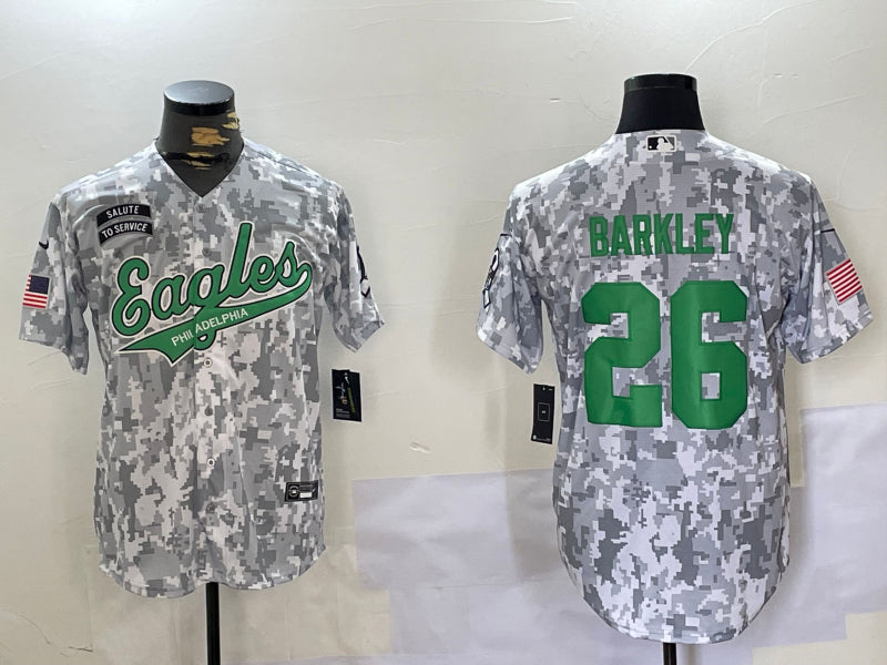 Men’s Philadelphia Eagles Saquon Barkley #26 Arctic Camo 2024 Salute to Service Jersey
