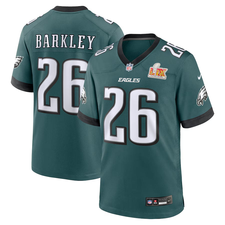 Men’s Philadelphia Eagles Saquon Barkley #26 Midnight Green Super Bowl LIX Jersey