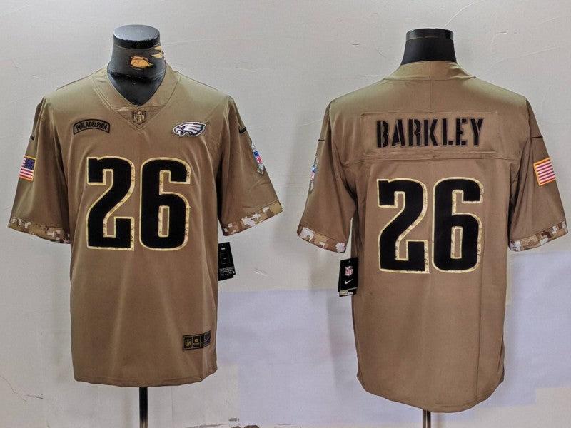 Men’s Philadelphia Eagles Saquon Barkley #26 Olive Salute To Service Jersey