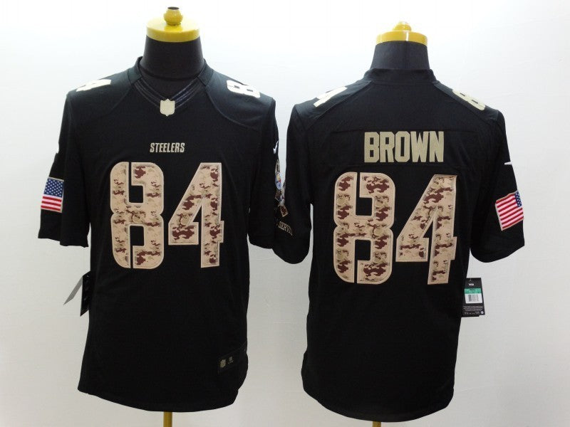 Men’s Pittsburgh Steelers Antonio Brown #84 Black Retired Jersey