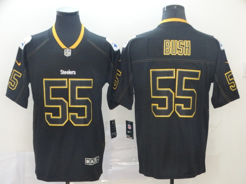 Men’s Pittsburgh Steelers Devon Bush Jr. #55 Black Alternate Jersey