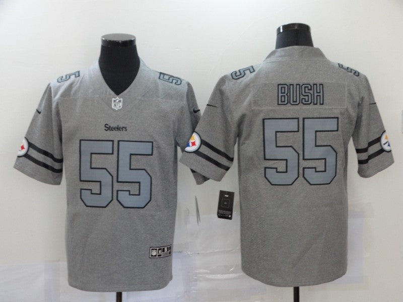 Men’s Pittsburgh Steelers Devon Bush Jr. #55 Gray Jersey